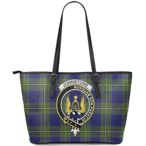 Scottish Johnston Clan Crest Tartan Leather Tote Tartan Plaid