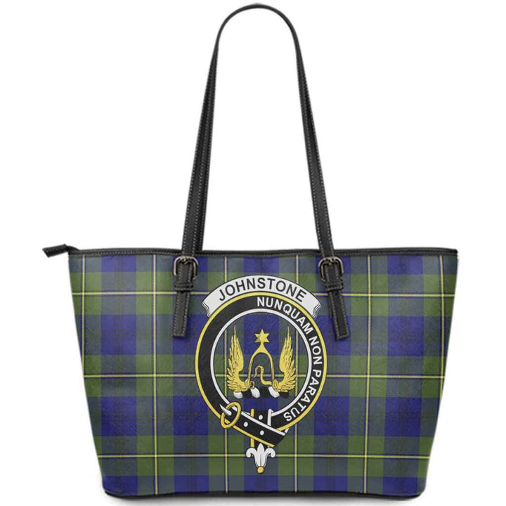 Scottish Johnston Clan Crest Tartan Leather Tote Tartan Plaid