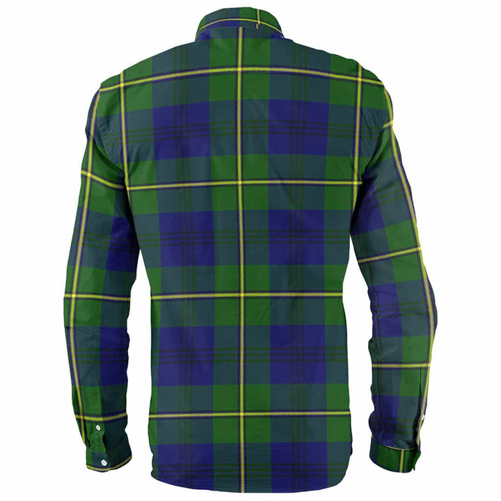 Scottish Johnston Clan Crest Tartan Long Sleeve Shirt Back Side Tartan Plaid
