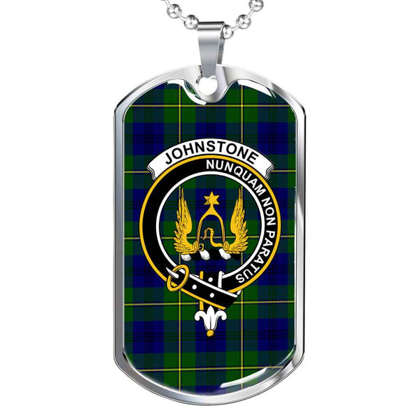Scottish Johnston Clan Crest Tartan Military Dog Tag Necklace Tartan Plaid 1