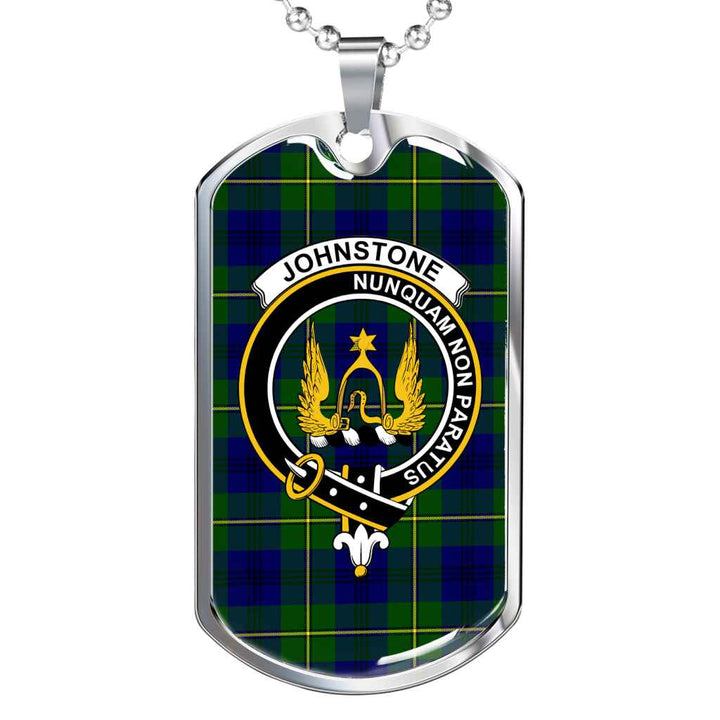Scottish Johnston Clan Crest Tartan Military Dog Tag Necklace Tartan Plaid 1