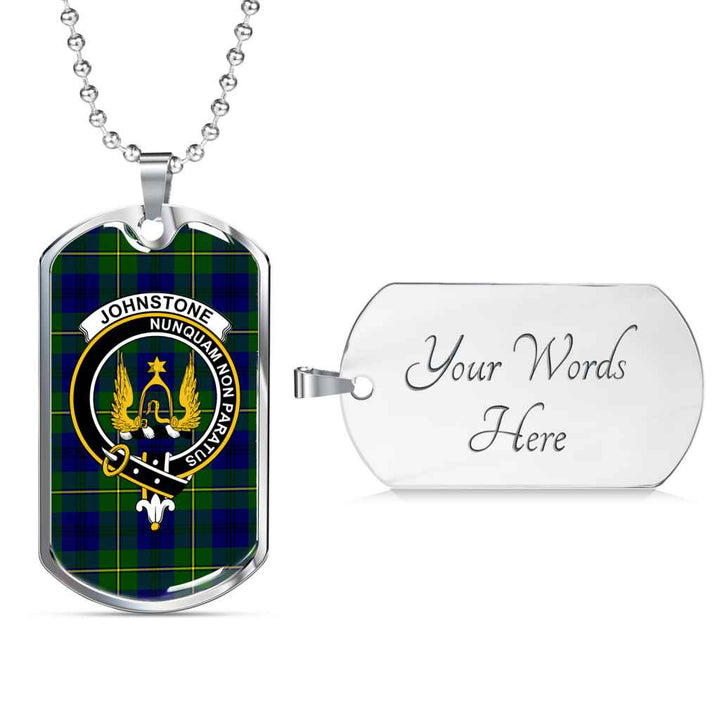 Scottish Johnston Clan Crest Tartan Military Dog Tag Necklace Tartan Plaid 3