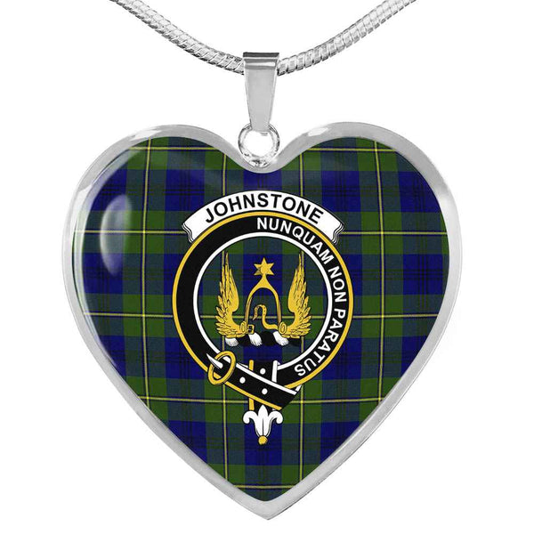 Scottish Johnston Clan Crest Tartan Necklace Heart Tartan Plaid 1