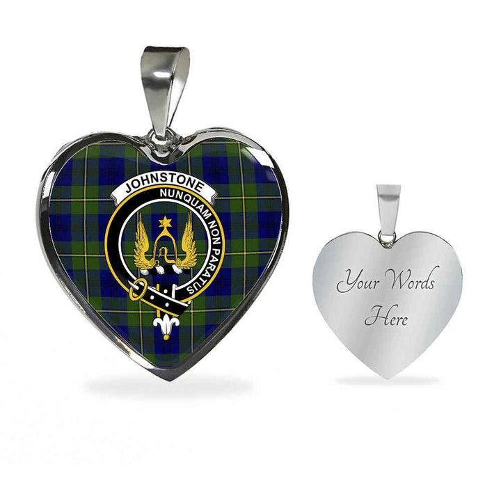 Scottish Johnston Clan Crest Tartan Necklace Heart Tartan Plaid 3
