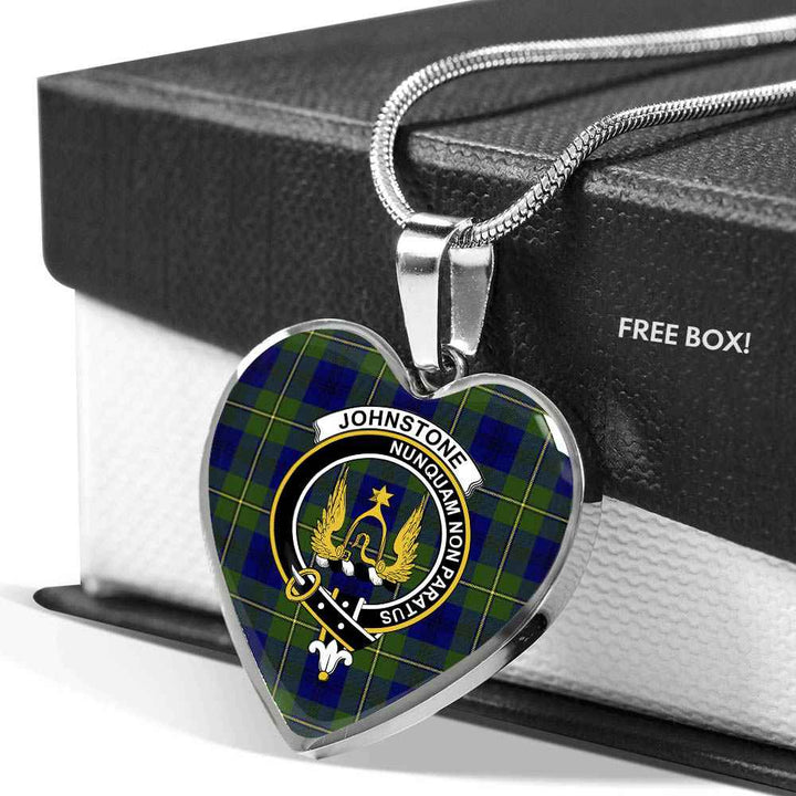 Scottish Johnston Clan Crest Tartan Necklace Heart Tartan Plaid 5