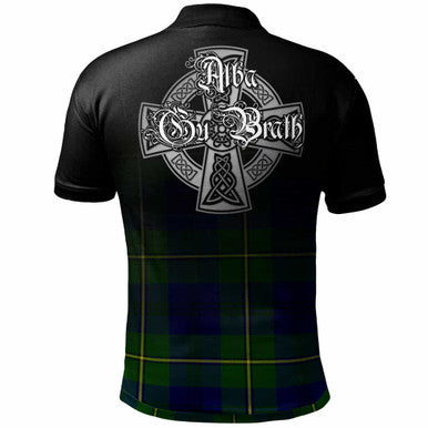 Scottish Johnston Clan Crest Tartan Polo Shirt - Alba Gu Brath Family Crest Celtic Inspired Back Side Tartan Plaid