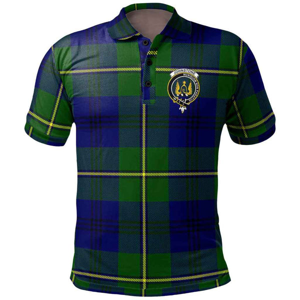 Scottish Johnston Clan Crest Tartan Polo Shirt Front Side Tartan Plaid