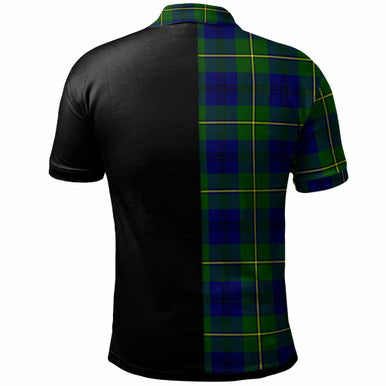 Scottish Johnston Clan Crest Tartan Polo Shirt - Half in Me Back Side Tartan Plaid