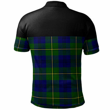 Scottish Johnston Clan Crest Tartan Polo Shirt - Horizontal Style Back Side Tartan Plaid