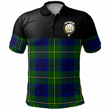 Scottish Johnston Clan Crest Tartan Polo Shirt - Horizontal Style Front Side Tartan Plaid