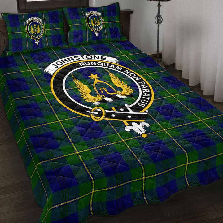 Scottish Johnston Clan Crest Tartan Quilt Bed Set Tartan Plaid 2