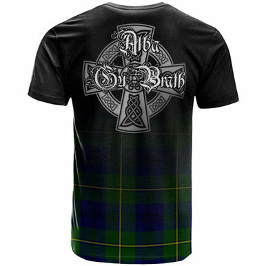 Scottish Johnston Clan Crest Tartan T-Shirt - Alba Gu Brath Family Crest Celtic Inspired Back Side Tartan Plaid
