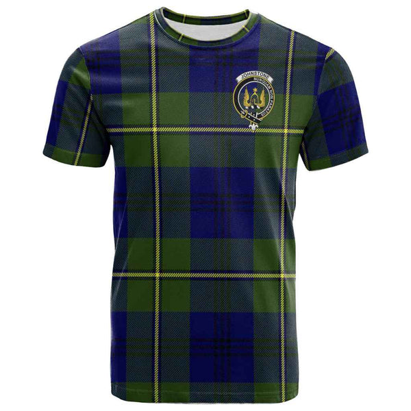 Scottish Johnston Clan Crest Tartan T-Shirt Front Side Tartan Plaid
