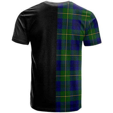 Scottish Johnston Clan Crest Tartan T-Shirt Half in Me Back Side Tartan Plaid