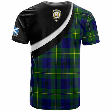 Scottish Johnston Clan Crest Tartan T-Shirt - Scotland Forever Style Back Side Tartan Plaid