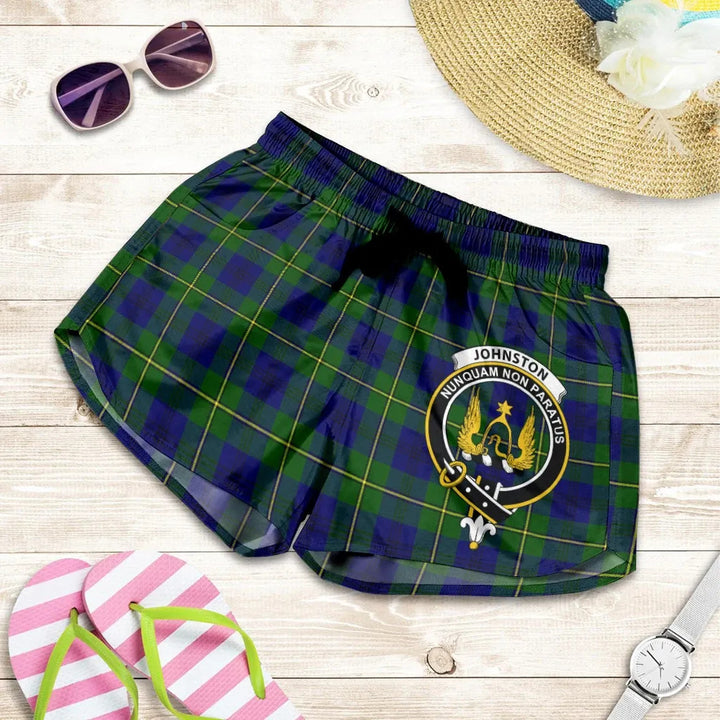 Scottish Johnston Modern Clan Crest Tartan Women Shorts