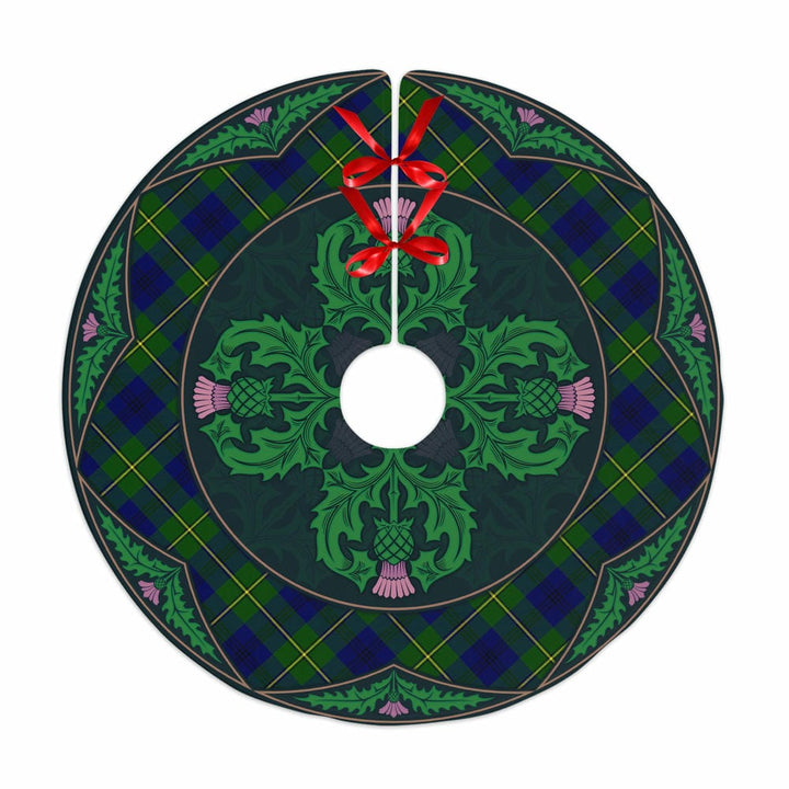 Scottish Johnston Modern Clan Tartan Christmas Tree Skirt Old Scottish Thistle Flower No Tassels Tartan Plaid 1