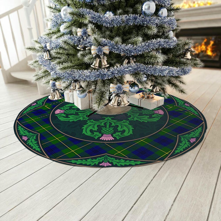 Scottish Johnston Modern Clan Tartan Christmas Tree Skirt Old Scottish Thistle Flower No Tassels Tartan Plaid 3