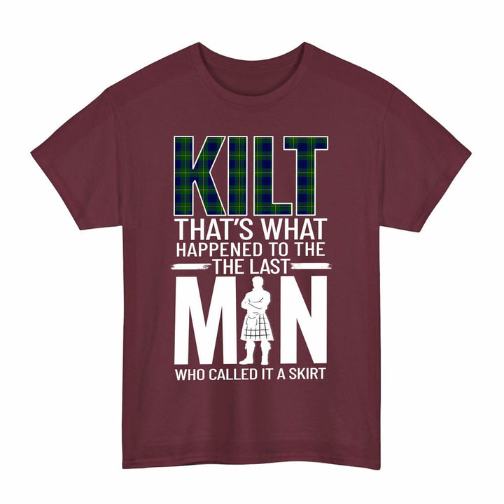 Scottish Johnston Modern Clan Tartan Funny Scotland Kilt T-Shirt Tartan Plaid Maroon Color