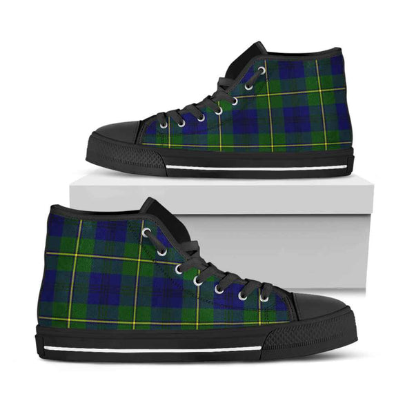 Scottish Johnston Modern Clan Tartan High Top Shoes Black Sole Tartan Plaid