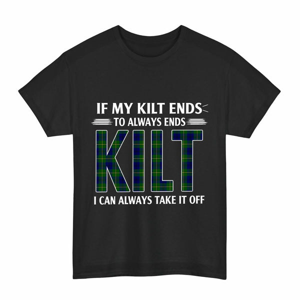 Scottish Johnston Modern Clan Tartan Kilt Pride T-Shirt Tartan Plaid Black Color