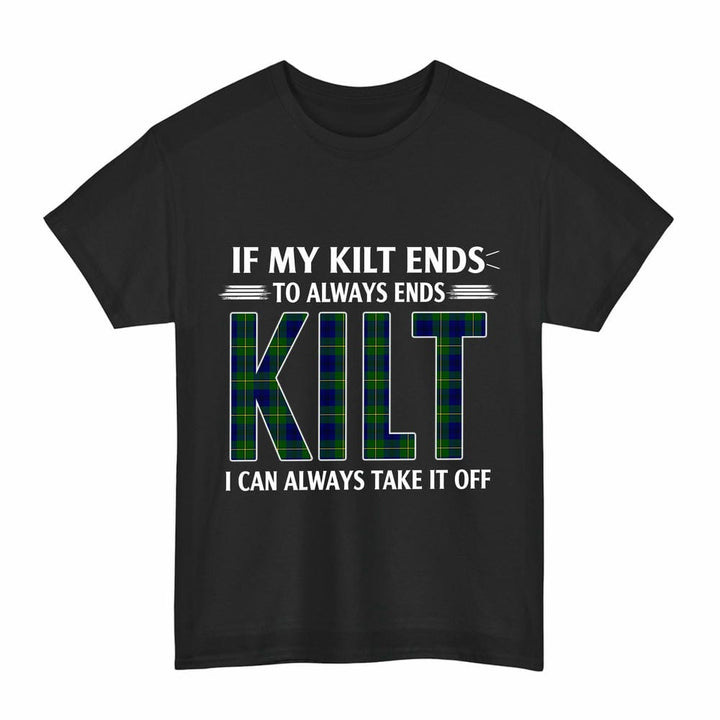 Scottish Johnston Modern Clan Tartan Kilt Pride T-Shirt Tartan Plaid Black Color