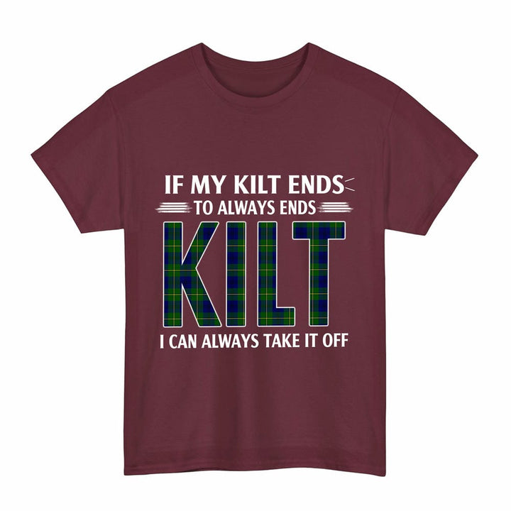 Scottish Johnston Modern Clan Tartan Kilt Pride T-Shirt Tartan Plaid Maroon Color