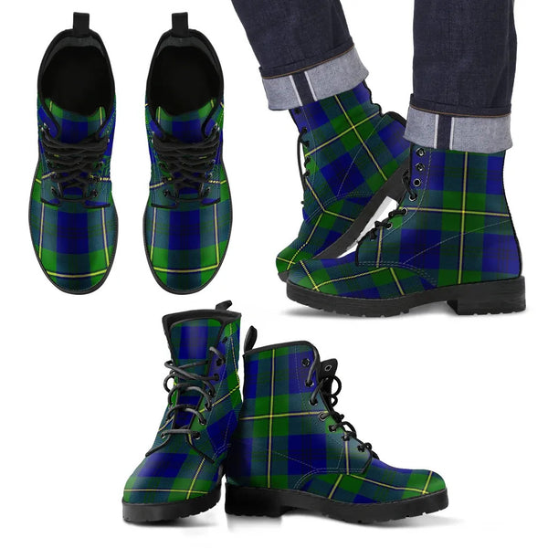 Scottish Johnston Modern Clan Tartan Leather Boots
