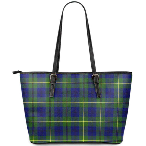 Scottish Johnston Modern Clan Tartan Leather Tote Tartan Plaid