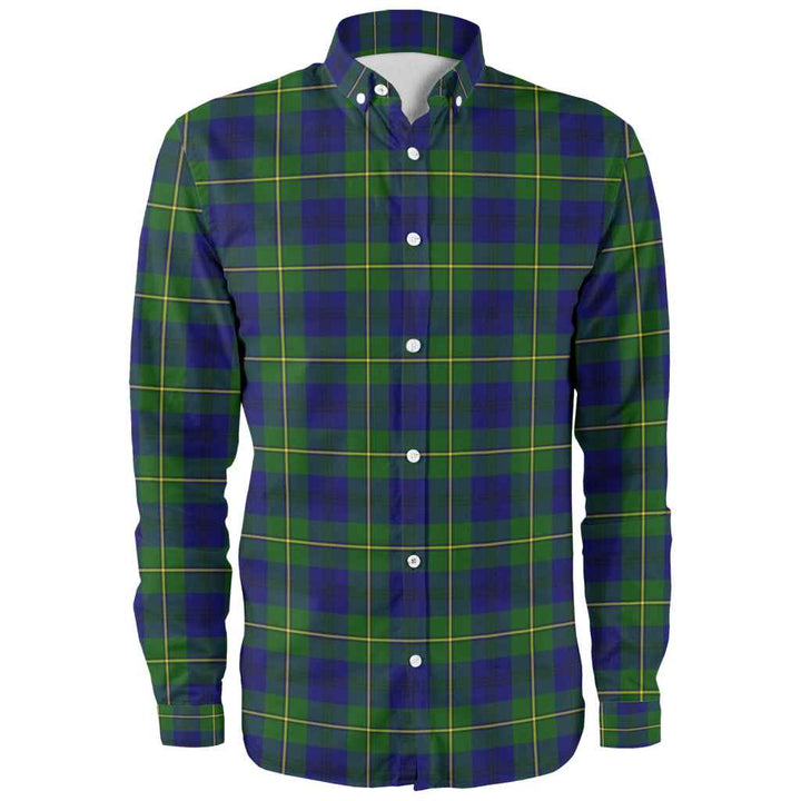 Scottish Johnston Modern Clan Tartan Long Sleeve Shirt Front Side Tartan Plaid