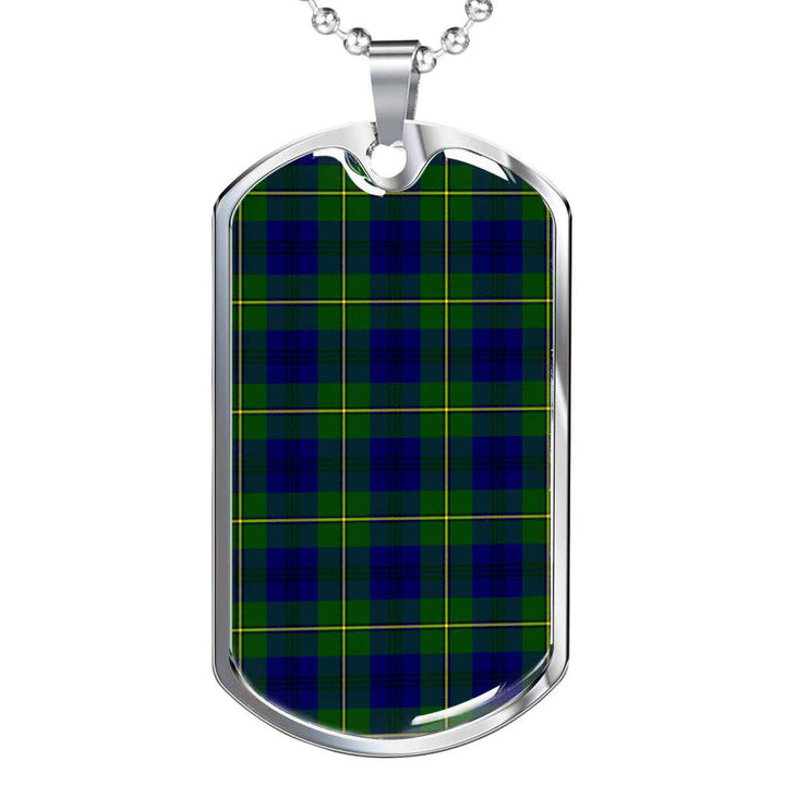 Scottish Johnston Modern Clan Tartan Military Dog Tag Necklace Tartan Plaid