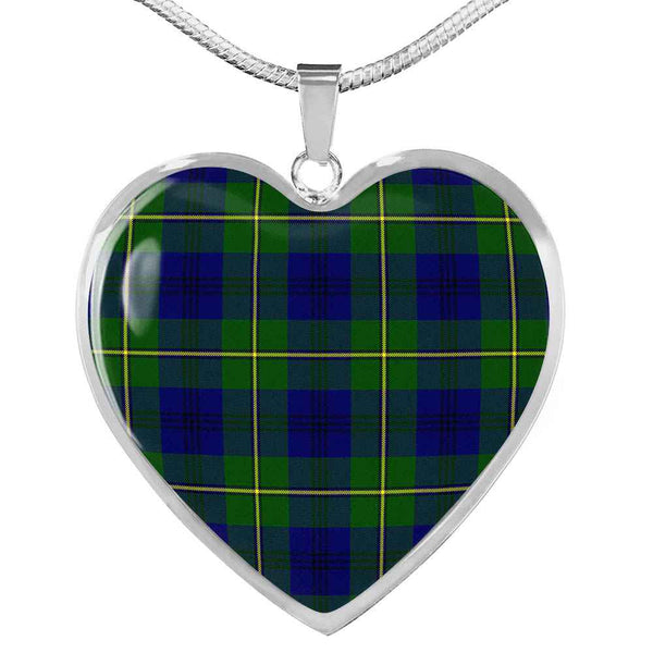 Scottish Johnston Modern Clan Tartan Necklace Heart Tartan Plaid 1
