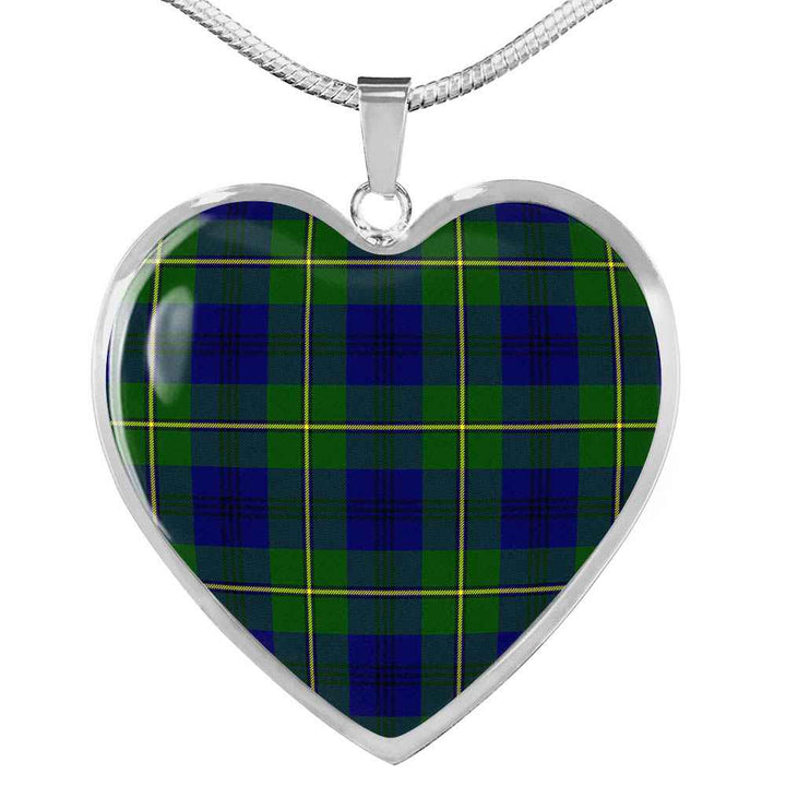 Scottish Johnston Modern Clan Tartan Necklace Heart Tartan Plaid 1