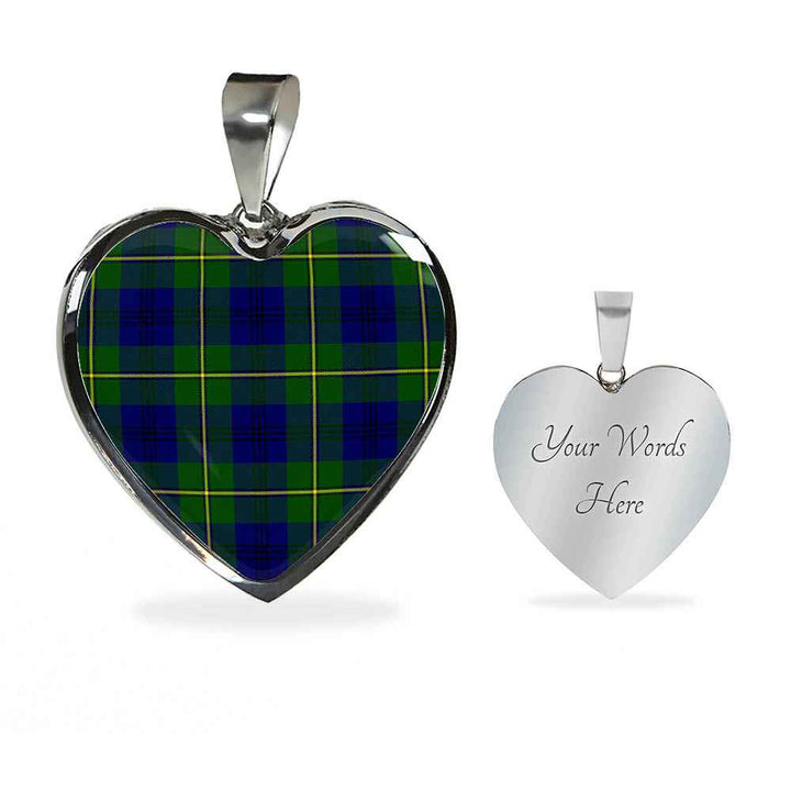 Scottish Johnston Modern Clan Tartan Necklace Heart Tartan Plaid 3