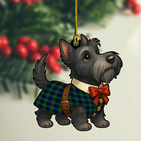 Scottish Johnston Modern Clan Tartan Ornament Scottie Dog Tartan Plaid