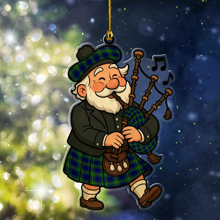 Scottish Johnston Modern Clan Tartan Ornament Scottish Santa In Kilt Tartan Plaid