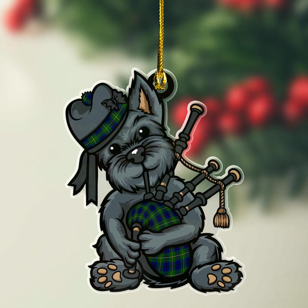 Scottish Johnston Modern Clan Tartan Ornament Scottish Terrier Plays The Bagpipes Tartan Plaid