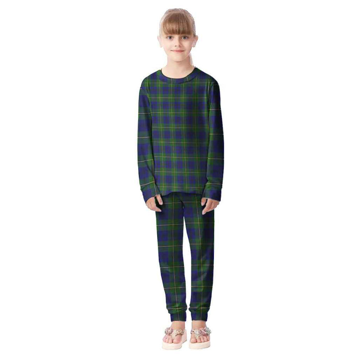 Scottish Johnston Modern Clan Tartan Pajama Set Kid Front Side Tartan Plaid