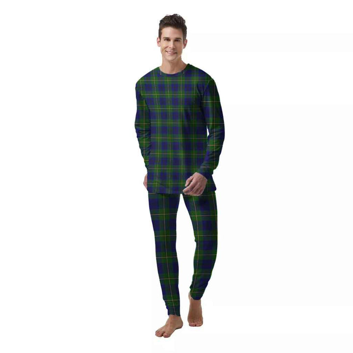 Scottish Johnston Modern Clan Tartan Pajama Set  Men Front Side Tartan Plaid