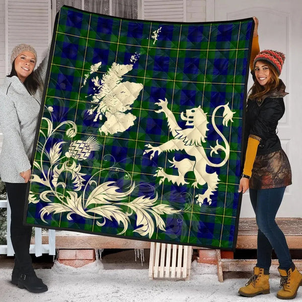Scottish Johnston Modern Clan Tartan Quilt Rampant Lion with Thistle Tartan Plaid 2