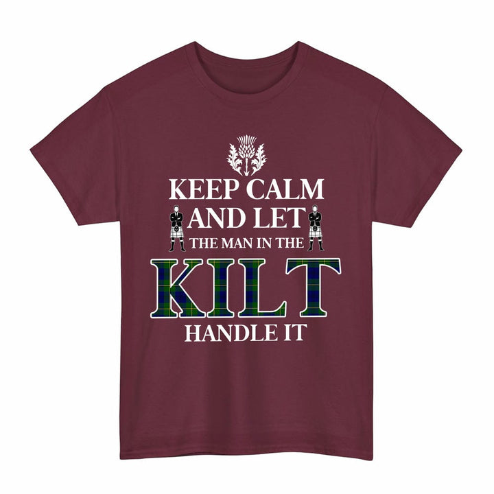 Scottish Johnston Modern Clan Tartan T-Shirt - Keep Calm Tartan Plaid Maroon Color