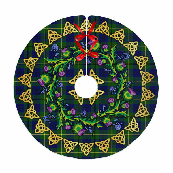 Scottish Johnston Modern Clan Tartan Thistle Celtic Knot Christmas Tree Skirt No Tassels Tartan Plaid 1