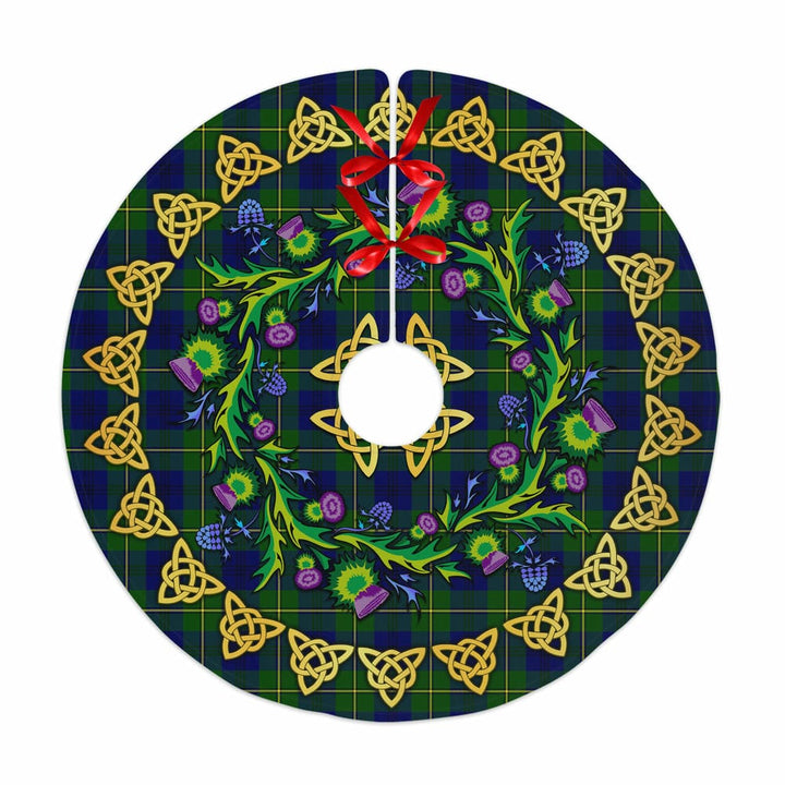 Scottish Johnston Modern Clan Tartan Thistle Celtic Knot Christmas Tree Skirt No Tassels Tartan Plaid 1