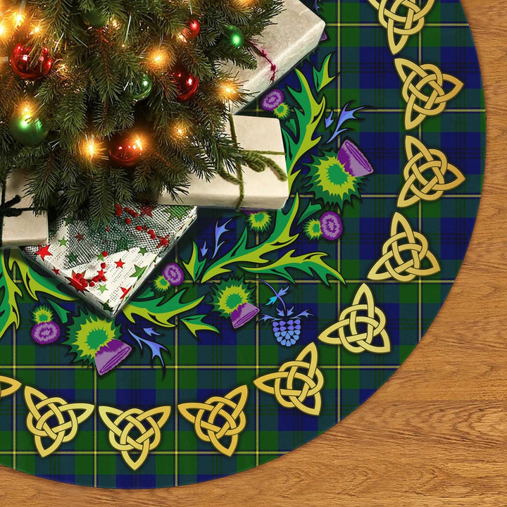 Scottish Johnston Modern Clan Tartan Thistle Celtic Knot Christmas Tree Skirt No Tassels Tartan Plaid 2