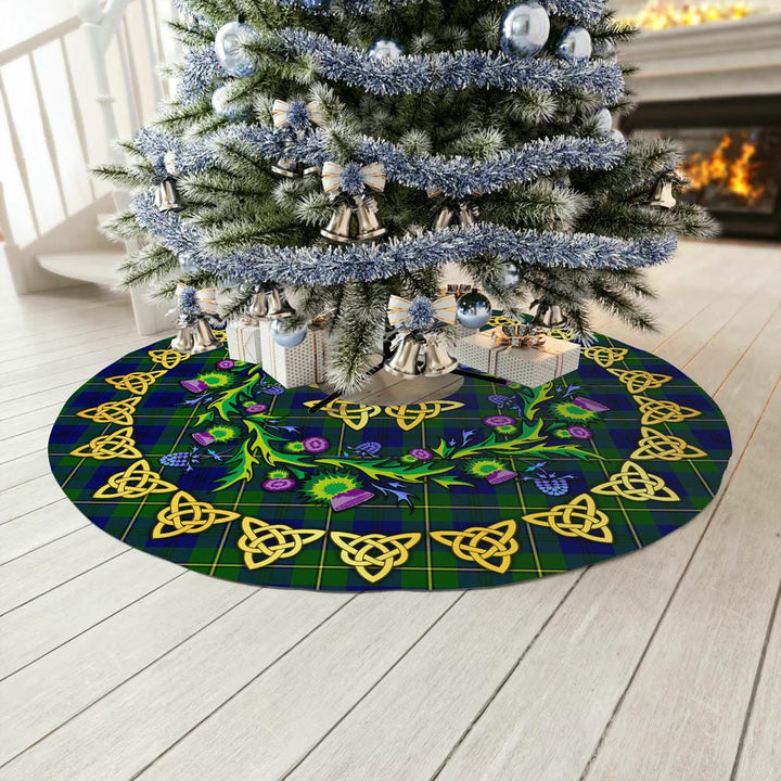 Scottish Johnston Modern Clan Tartan Thistle Celtic Knot Christmas Tree Skirt No Tassels Tartan Plaid 3