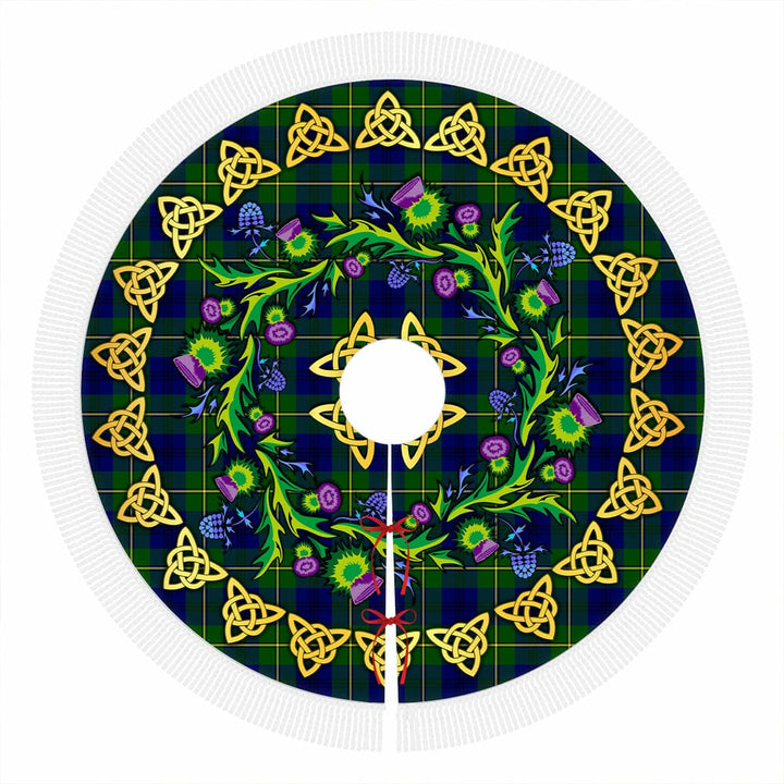 Scottish Johnston Modern Clan Tartan Thistle Celtic Knot Christmas Tree Skirt Tassels Tartan Plaid 1
