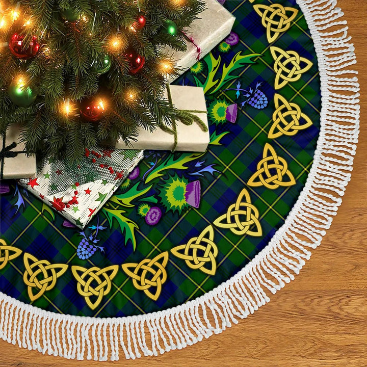 Scottish Johnston Modern Clan Tartan Thistle Celtic Knot Christmas Tree Skirt Tassels Tartan Plaid 2