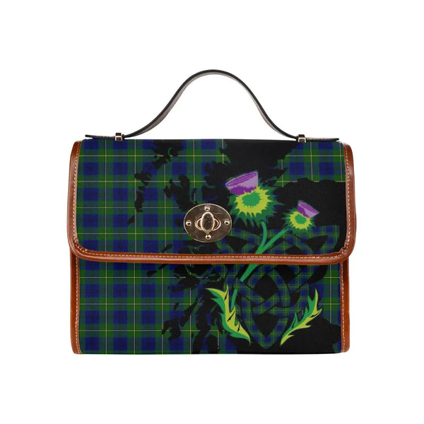 Scottish Johnston Modern Clan Tartan Waterproof Canvas Bag With Thistle Tartan Plaid 2