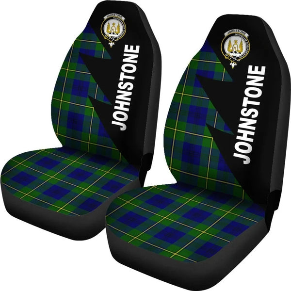 Scottish Johnstone Clan Crest Tartan Car Seat Covers - Flash Style 2