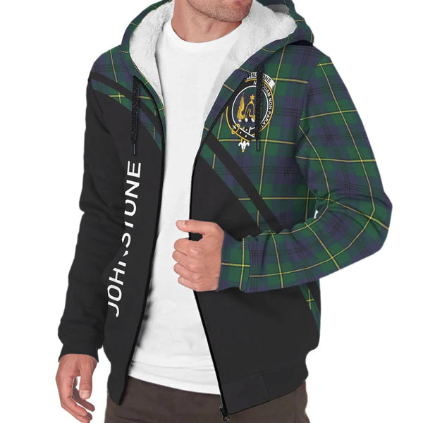 Scottish Johnstone Clan Crest Tartan Curve Sherpa Hoodie